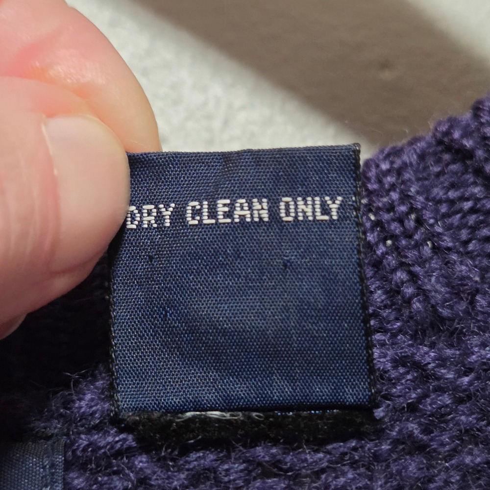 Vtg Mens Cable Knit Wool Vest Navy Blue Size L Academia‎ Old Money Classic - Picture 7 of 7